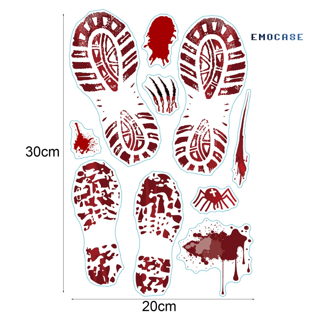 Đề Can PVC In Dấu Chân Tay Máu Trang Trí Nhà Cửa Dịp Halloween