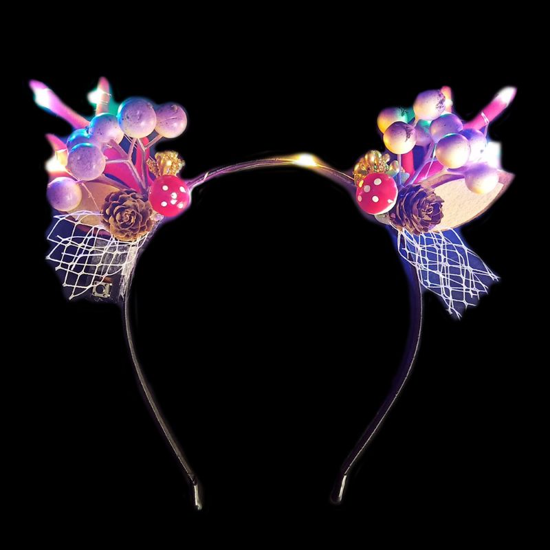 Băng Đô Cài Tóc Hình Sừng Tuần Lộc Giáng Sinh Đính Hoa Và Quả Mọng Xinh Xắn Cho Cô Dâu