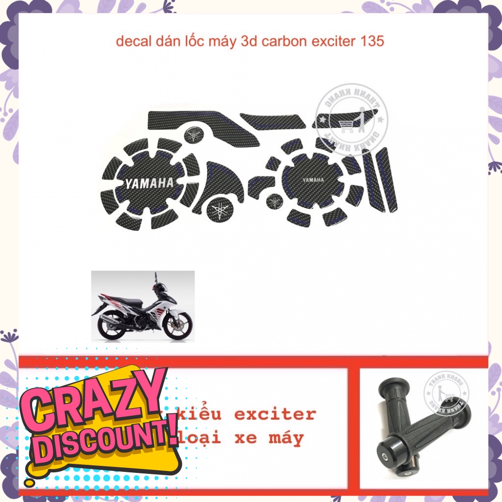 Decal 3D dán lốc máy Exciter 135 tặng bao tay kiểu Exciter 135 gắn mọi loại xe máy  006000966  006001077 .