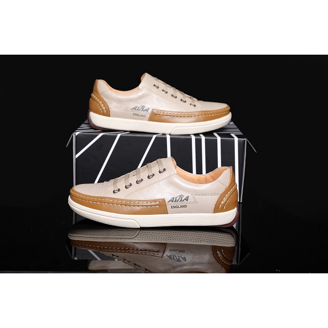 Giầy Nam da bò nappa nhập khẩu mã MV-181 màu sữa