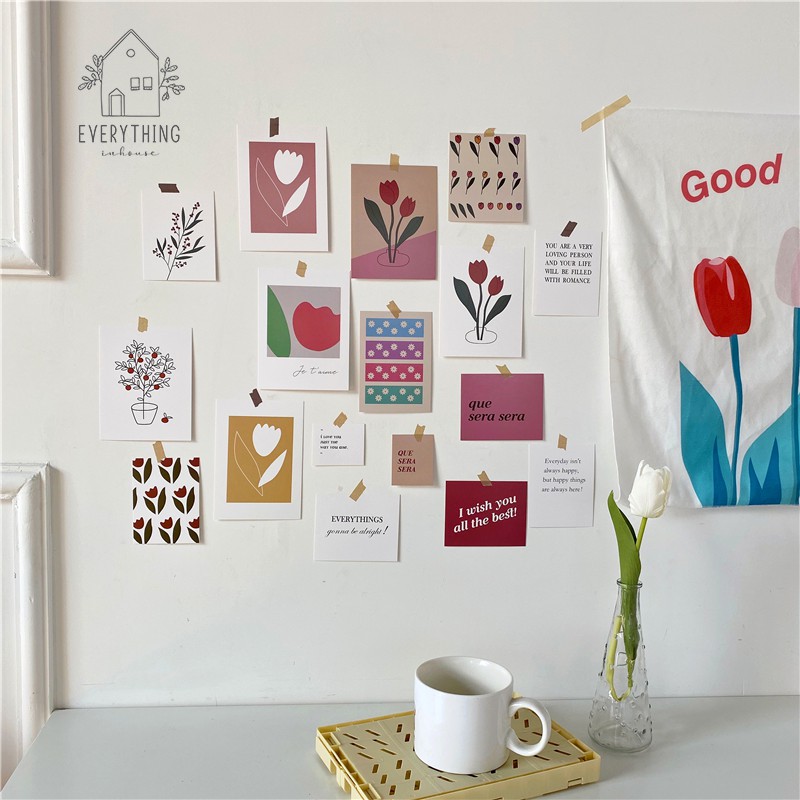Set 17 tranh dán tường nghệ thuật hoa tulip