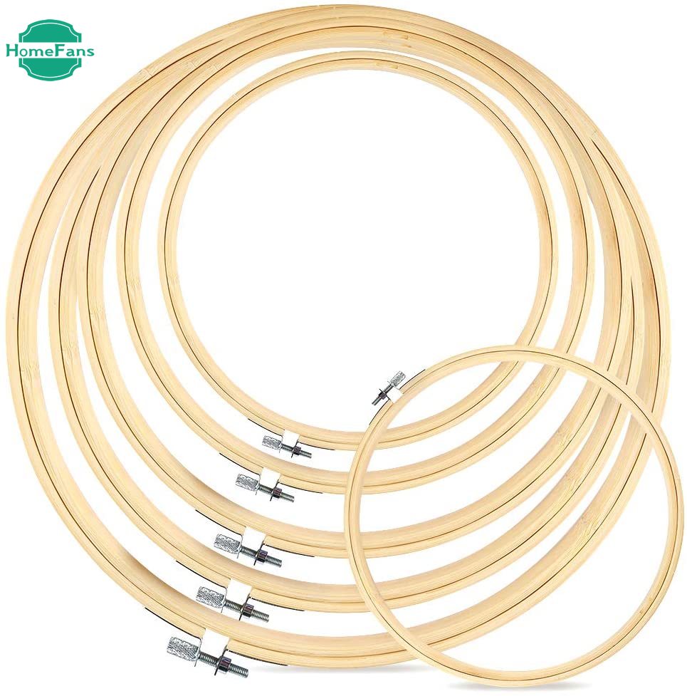 HOOPS Khung Thêu Hình Tròn Bằng Gỗ Tre 6 Kích Cỡ Có Thể Điều Chỉnh | BigBuy360 - bigbuy360.vn