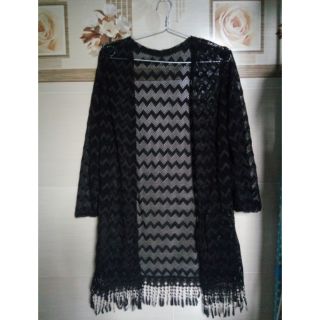 Áo Khoác Cardigan lưới ren tua rua