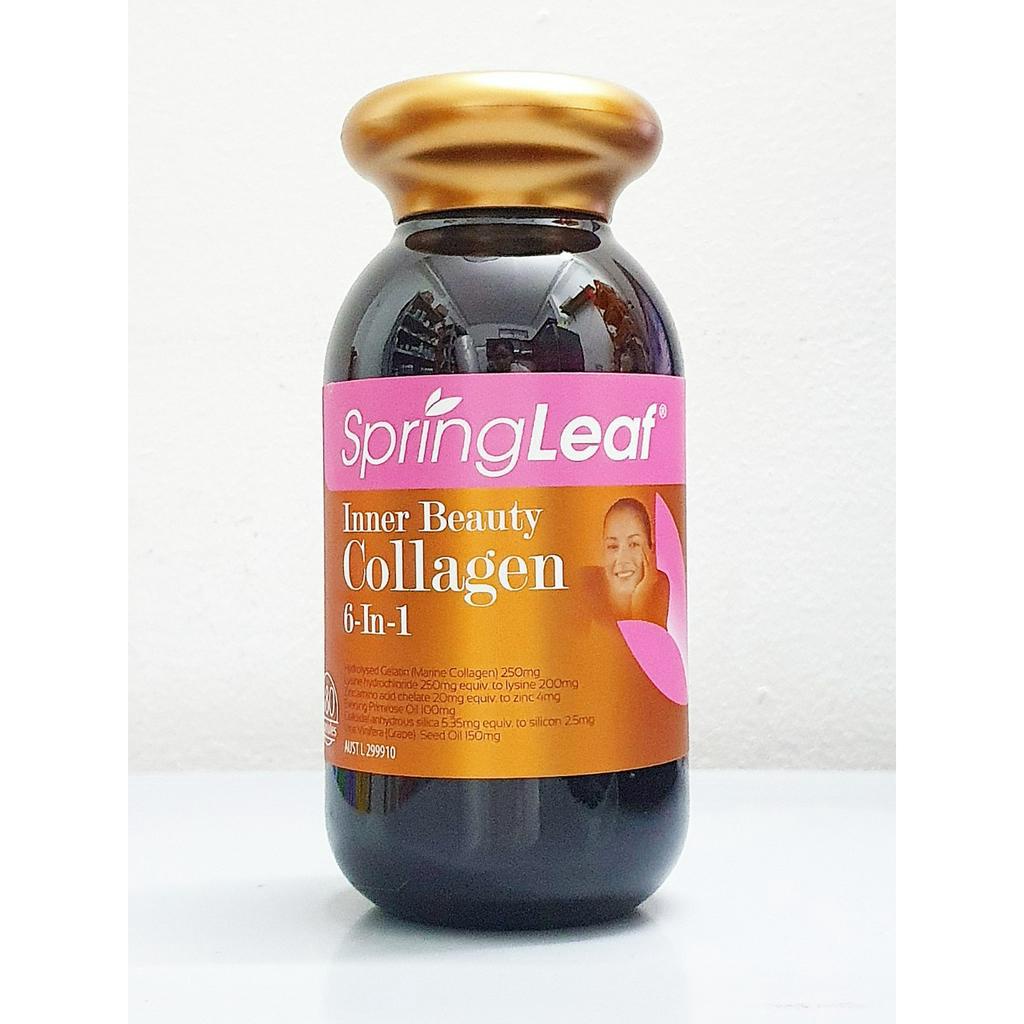 Viên gels uống Collagen 6in1 Spring Leaf từ Úc chai 180 và chai 90