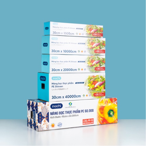 Màng bọc thực phẩmINOCHI PE 30 x 35 100 200 400 mét, bọc thức ăn, bọc thực phẩm, thêm 20-35% độ dài, giá không đổi