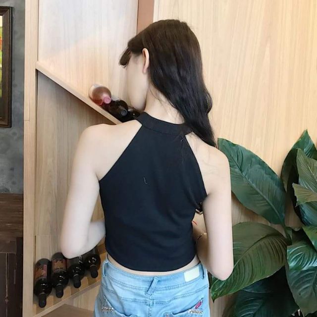 Áo yếm cổ khóa len tăm