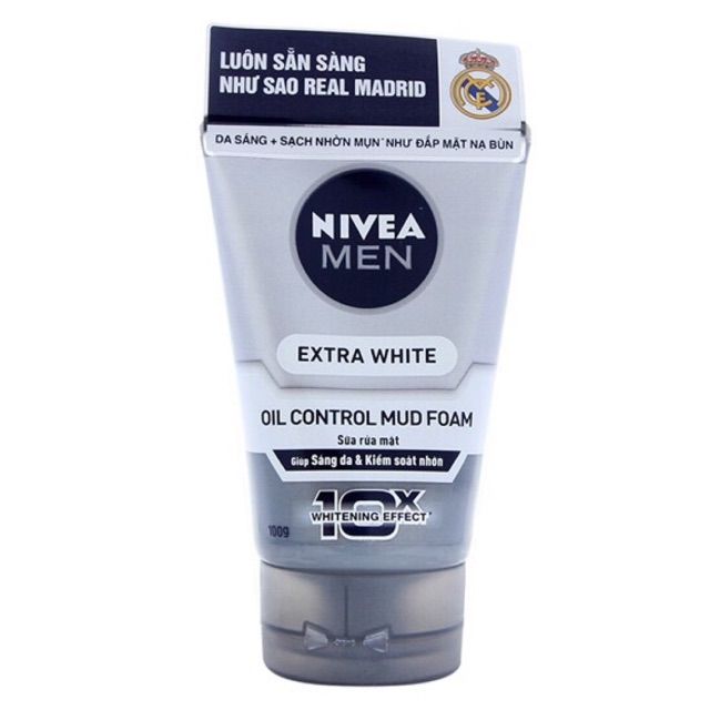 Sữa rửa mặt Nivea men 100g | 50g Deep | Extra White | Anti-acne | Oil Control Bùn khoáng Kiểm soát nhờn & Ngăn ngừa mụn