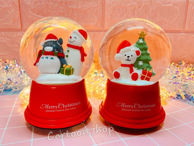 Quả Cầu Tuyết Noel 12cm Có Đèn Và Nhạc - Quà Tặng Giáng Sinh