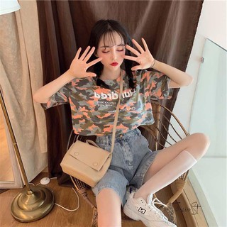 Áo croptop tay lỡ camo - CA04