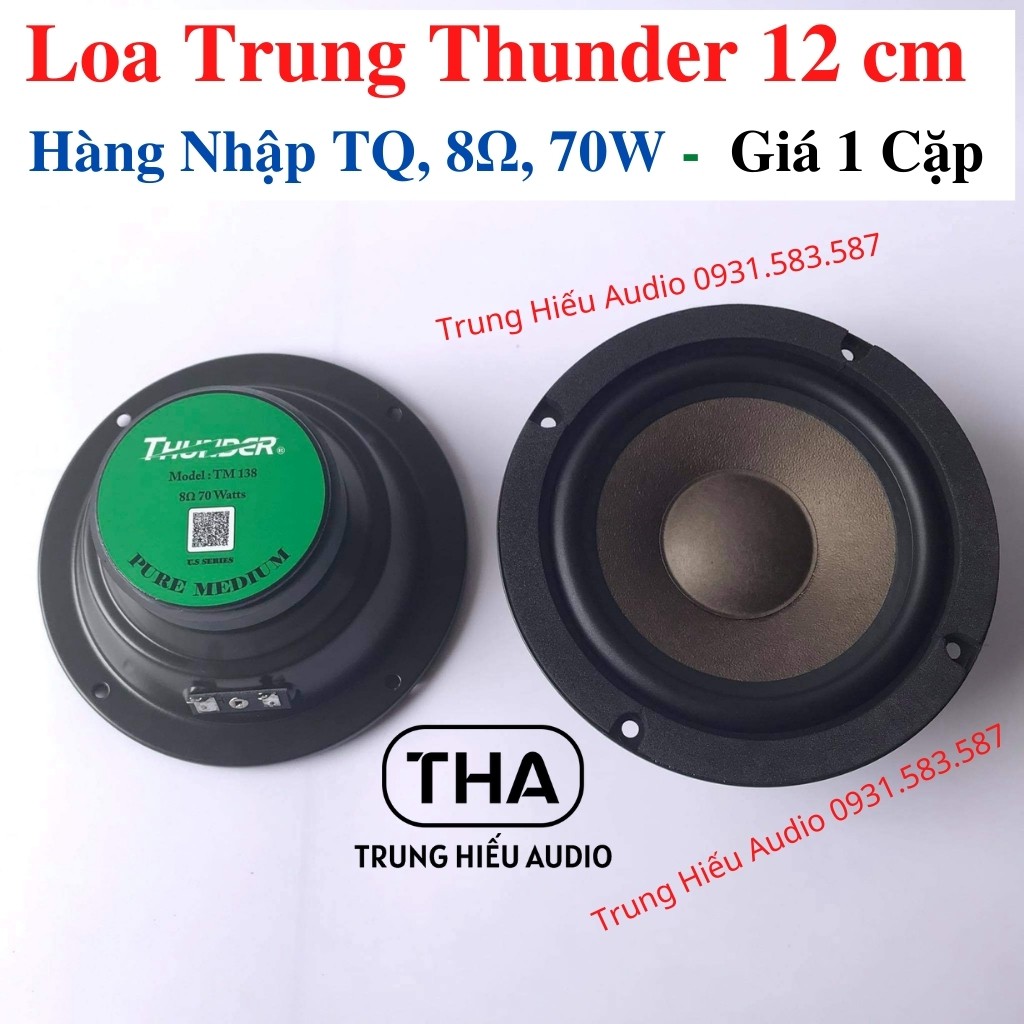 Loa Trung Thunder 12 cm, 8Ω, Loa Mid Trung Rời Gân Mút, Màng Vải (Giá 1 Cặp) - Trung Hiếu Audio