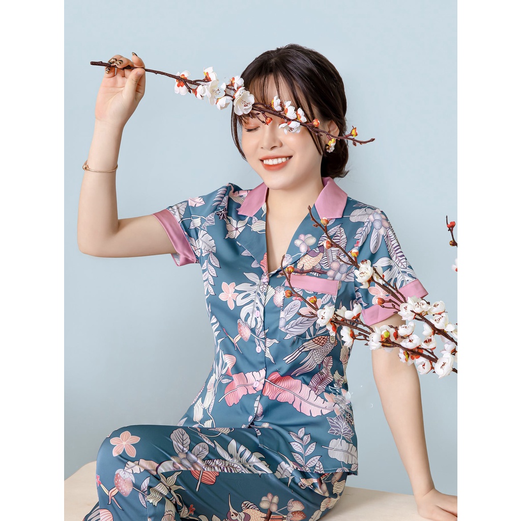 Bộ pyjama mặc nhà xanh p1003 evanus