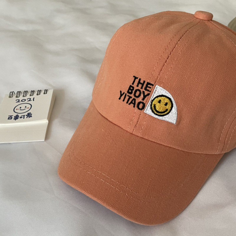 Mũ lưỡi trai thêu hình mặt cười thời trang cho bé