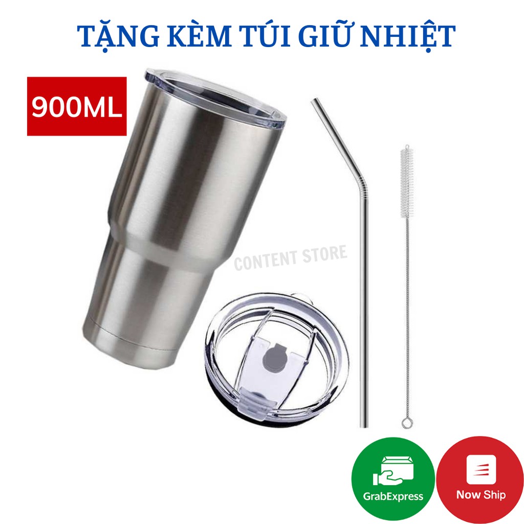 💖CHỌN MÀU💖 Ly Giữ Nhiệt Thái Lan 900ml - Tặng Kèm Ống Hút Inox + Túi Giữ Nhiệt + Nắp Chống Tràn + Cọ Rửa