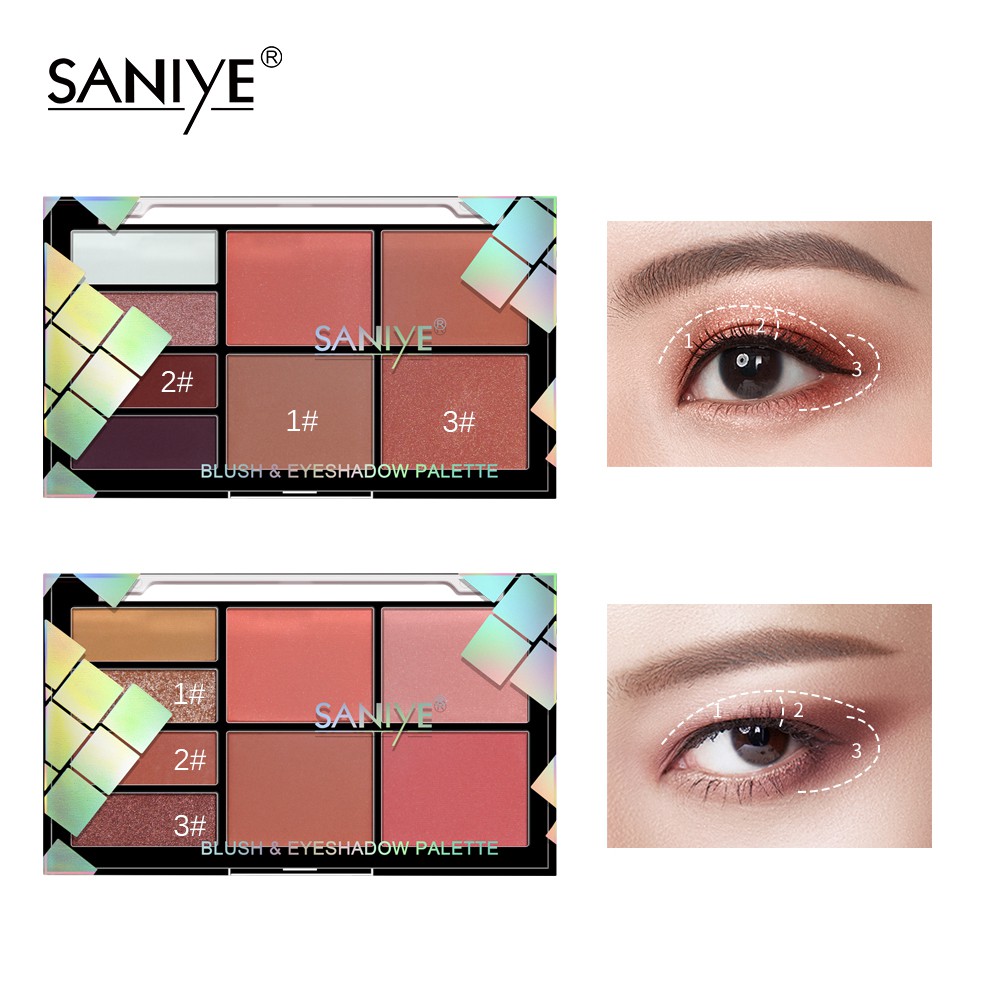 Bảng phấn mắt kết hợp phấn má hồng SANIYE 8 màu chuyên dụng E0827 | BigBuy360 - bigbuy360.vn