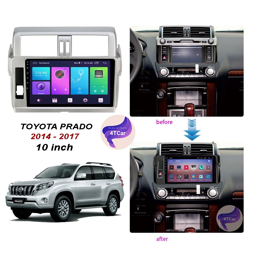 Mặt dưỡng Toyota Prado 2014-2016 (10 inch) có CANBUS