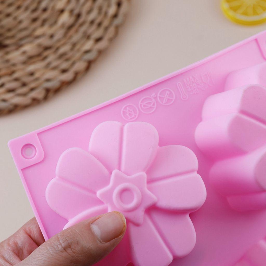 Khuôn Làm Bánh Trung Thu / Thạch Rau Câu 6 Ngăn Hình Hoa 3D Bằng Silicone