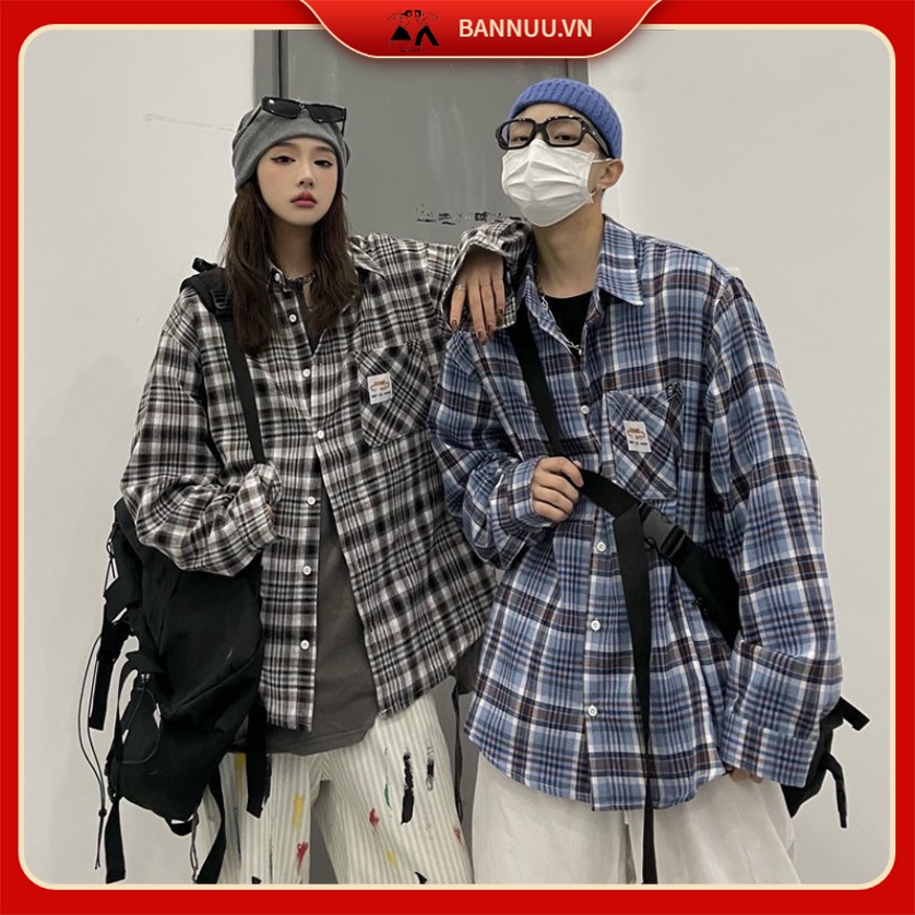 Áo Sơ Mi Nam Ngắn Tay áo sơ mi caro Kẻ Sọc Thời Trang áo sơ mi trắng bông áo sơ mi nữ form rộng chất đũi cao cấp áo đôi nam nữ