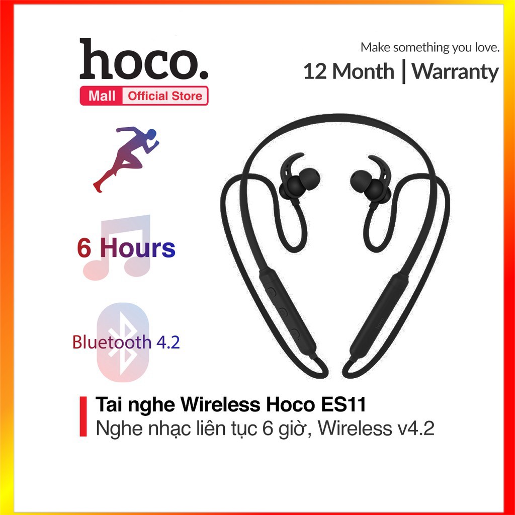 Tai nghe Wireless thể thao Hoco ES11, với thời gian nghe nhạc lên đến 6 giờ, thiết kế kháng nước dành riêng cho thể thao