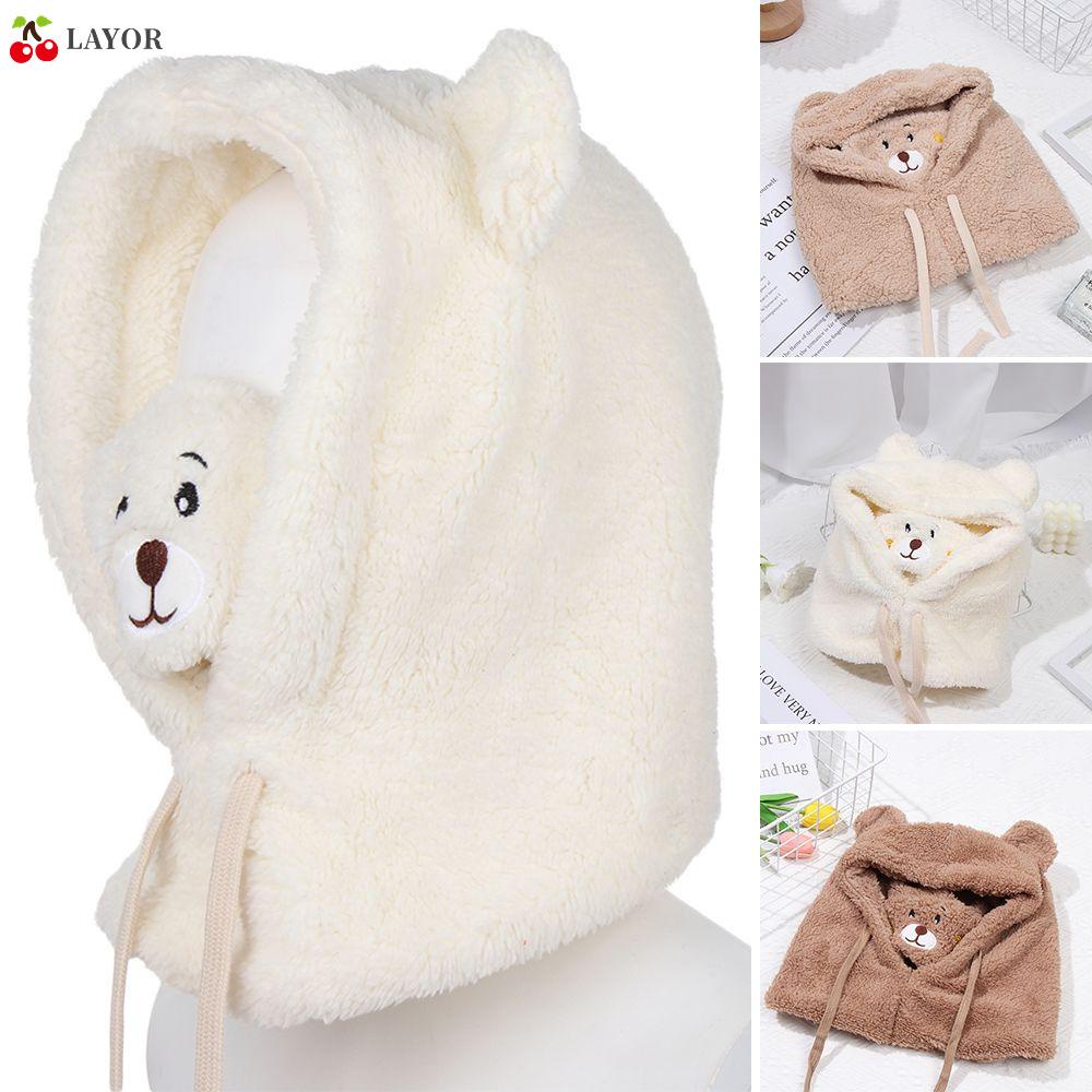 Mũ Trùm Đầu Che Tai Giữ Ấm Mùa Đông Đính Tai Gấu Dễ Thương Đa Màu Sắc