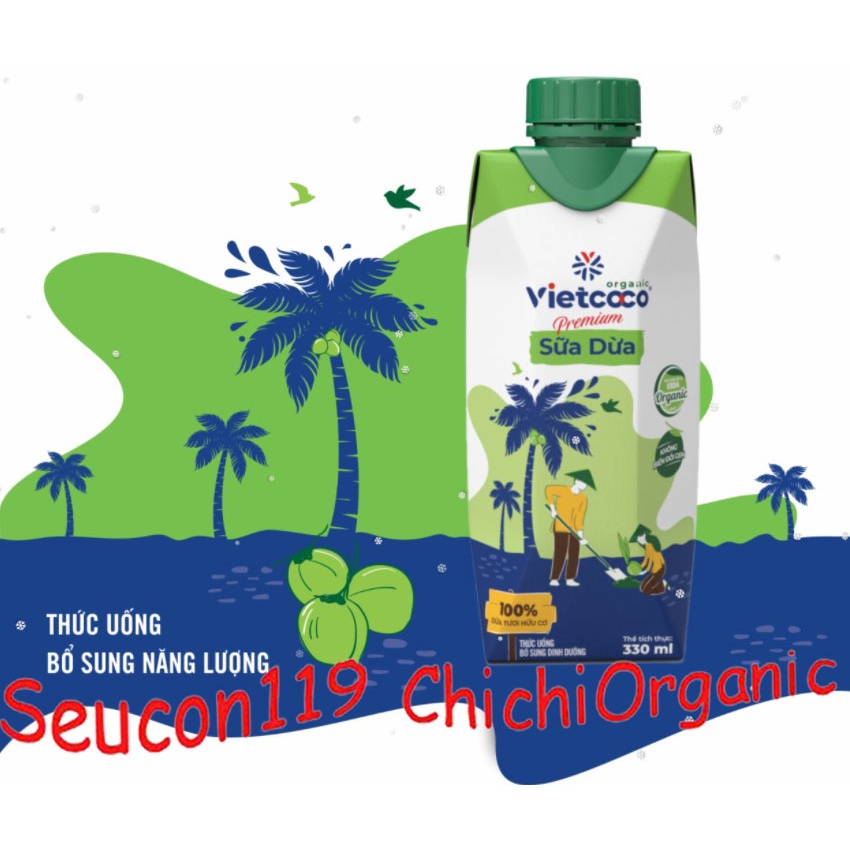 Sữa Dừa Vietcoco Organic Hữu Cơ Nguyên Chất 330ml