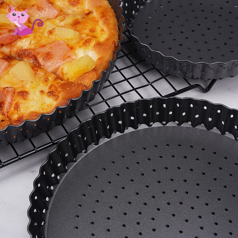 Khay nướng bánh pizza bằng thép carbon chống dính có lỗ có thể tháo rời