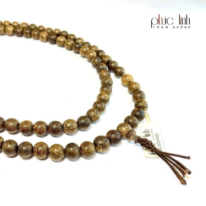 Dây Chuyền Trầm Nấu dầu Xám 8ly 108 hạt PHÚC LINH