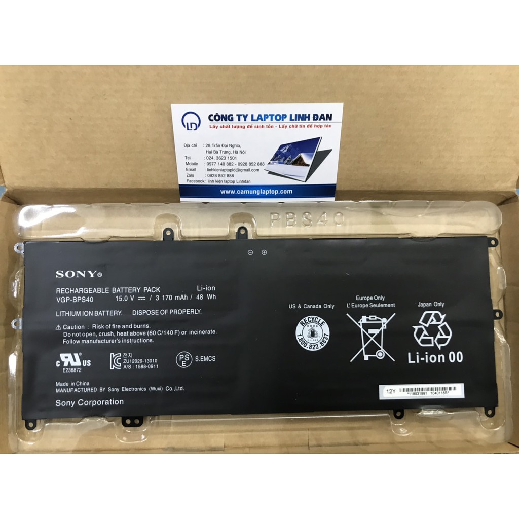 Pin Sony Vaio Flip SVF 15A SVF15N17CXB SVF15N18PXB 14A SVF14NA1UL BPS40 Battery