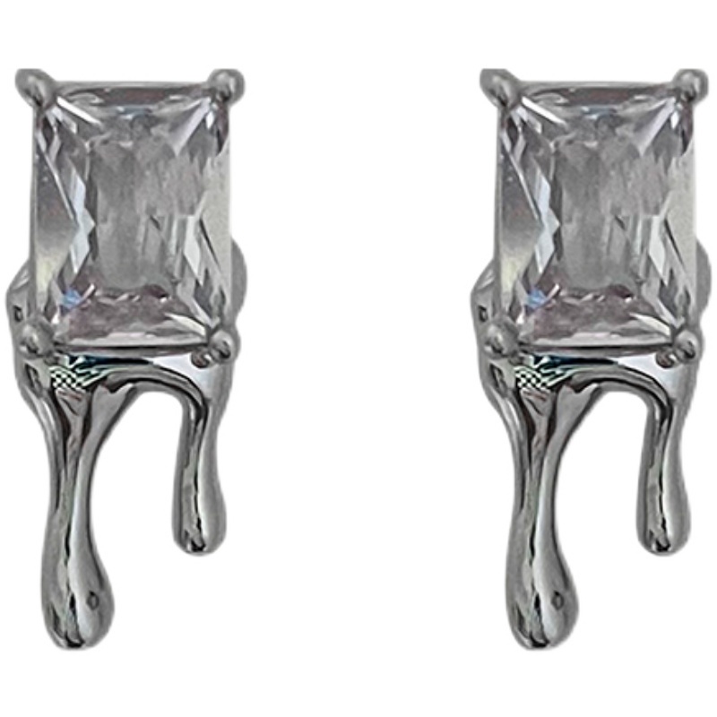 Bông Tai Mạ Bạc 925 Đính Đá Zircon Hình Giọt Nước Phong Cách Hàn Quốc Chất Lượng Cao