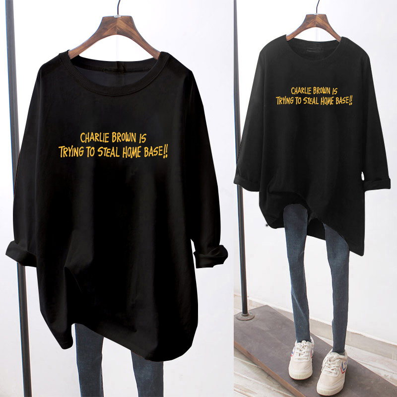 NRVP Áo Thun Nữ Cổ Tròn Dài Tay Có Size Lớn 5xl