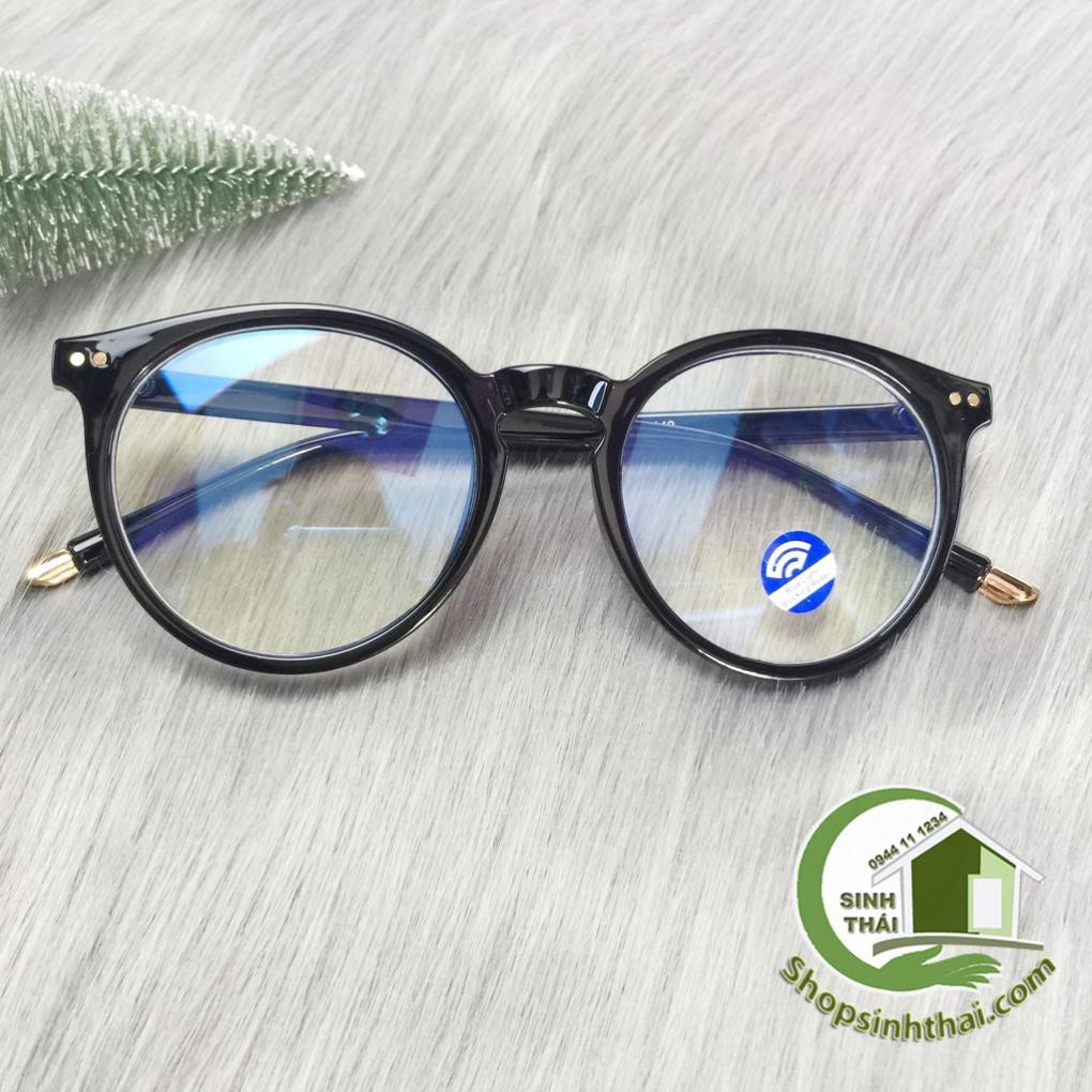 Mắt kính gọng nhựa màu đen, mẫu tròn bầu cao cấp Blue light ( giá sỉ )