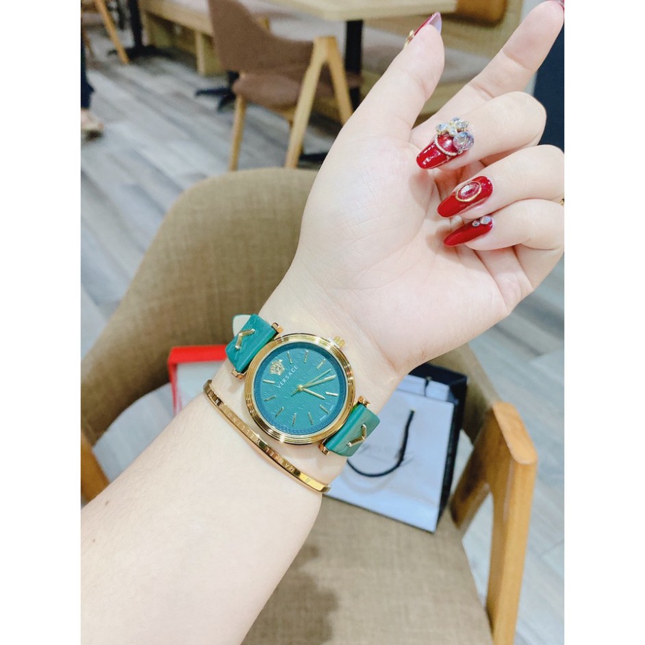 Đồng hồ nữ VS mặt tròn dây da mềm máy pin cao cấp
