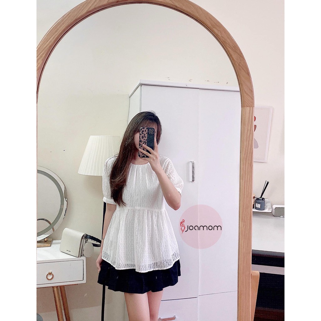 Áo sơ mi bầu xinh đũi nhật mềm thoải mái đi làm đi chơi Joamom Ab119