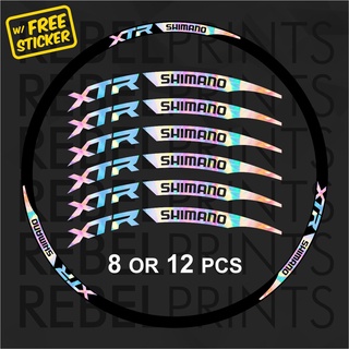 Shimano set 8 hoặc 12 sticker dán vành bánh xe đạp leo núi