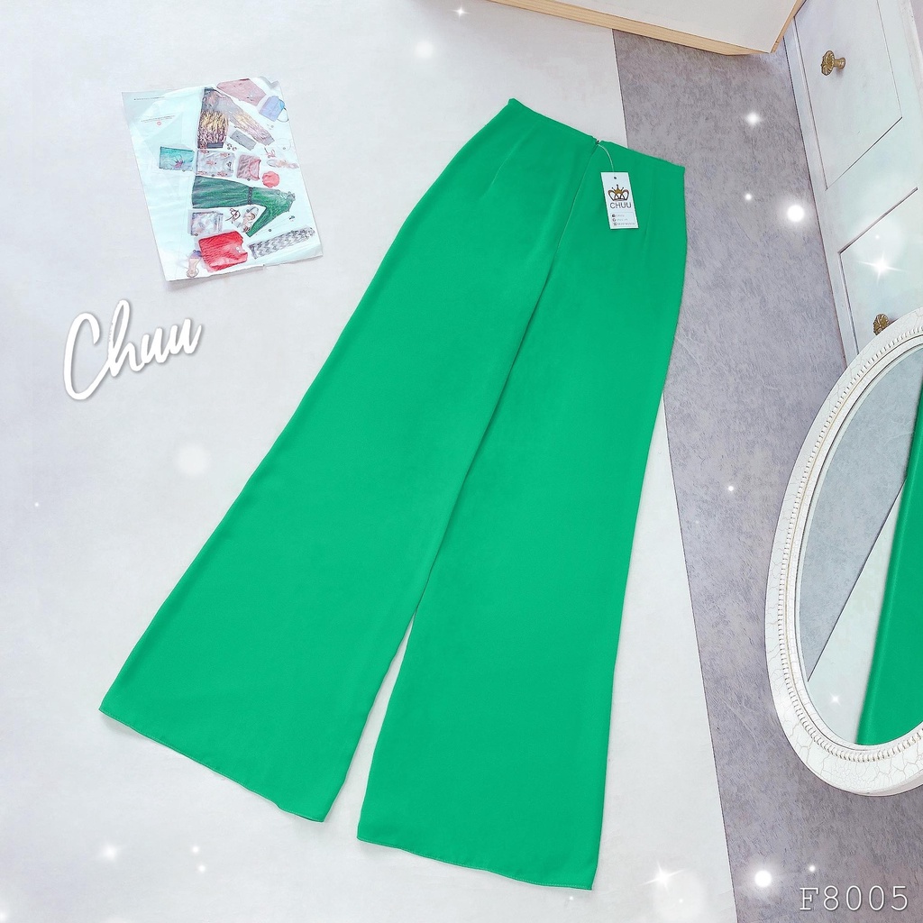 Quần áo dài châu tôn màu xanh lá có bo chun CHUU F8005