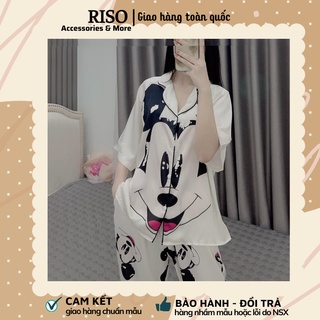 Pyjama lụa nữ, bộ đồ mặc nhà, đồ ngủ lụa latin cao cấp mác sam loại 1 - cd05