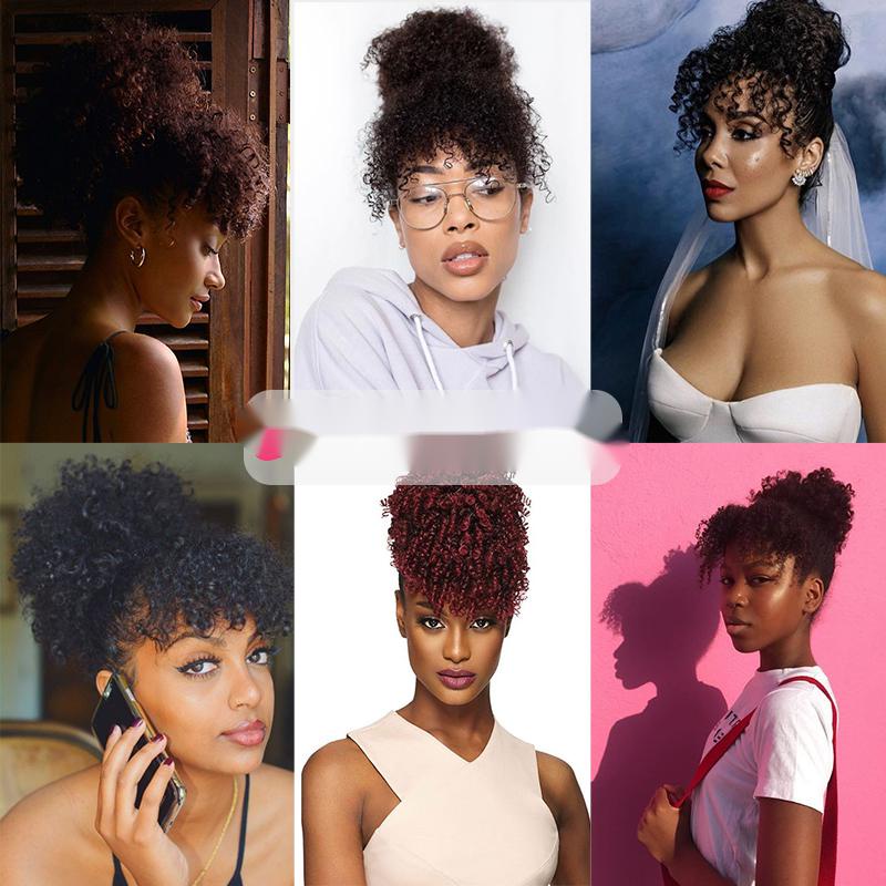 Tóc Giả Loại Ngắn Và Xoăn Phồng Màu Đen Phong Cách Châu Phi Thời Trang Cho Nữ