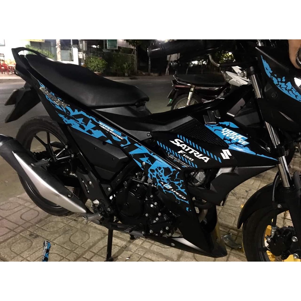 Tem Rời Suzuki Satria Báo Đốm Xanh Dán Xe Đen