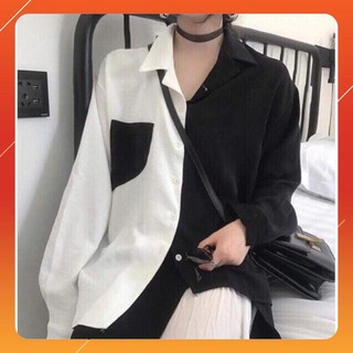 [ LẺ RẺ NHƯ BUÔN ] Áo sơ mi phối thân đen trắng