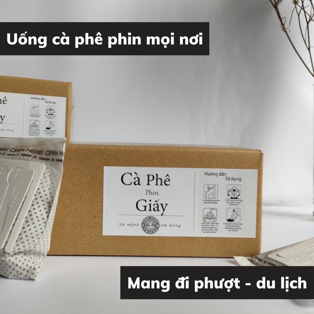 Cà phê rang xay phin giấy cafe Robusta và Arabica nguyên chất hương vị truyền thống set 5 gói 20 gram