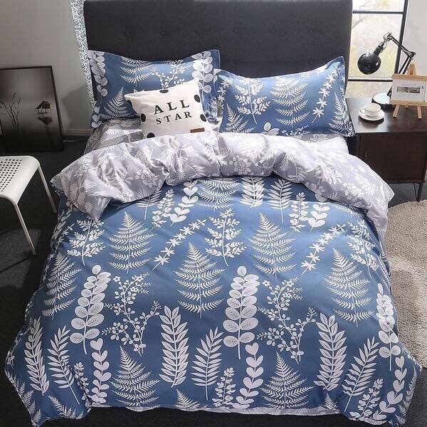 Set chăn ga cotton poly 4 món lá xanh