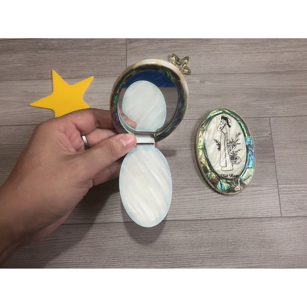 Gương Gập Cầm Tay 100% Chất Liệu Trai Ốc Tự Nhiên