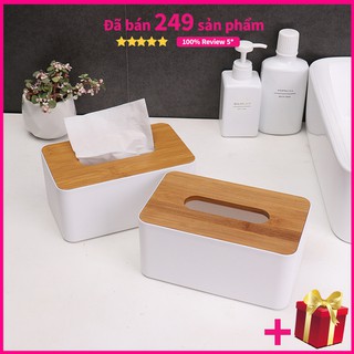 Hộp đựng giấy ăn cao cấp mặt vân gỗ sang trọng, tiện lợi