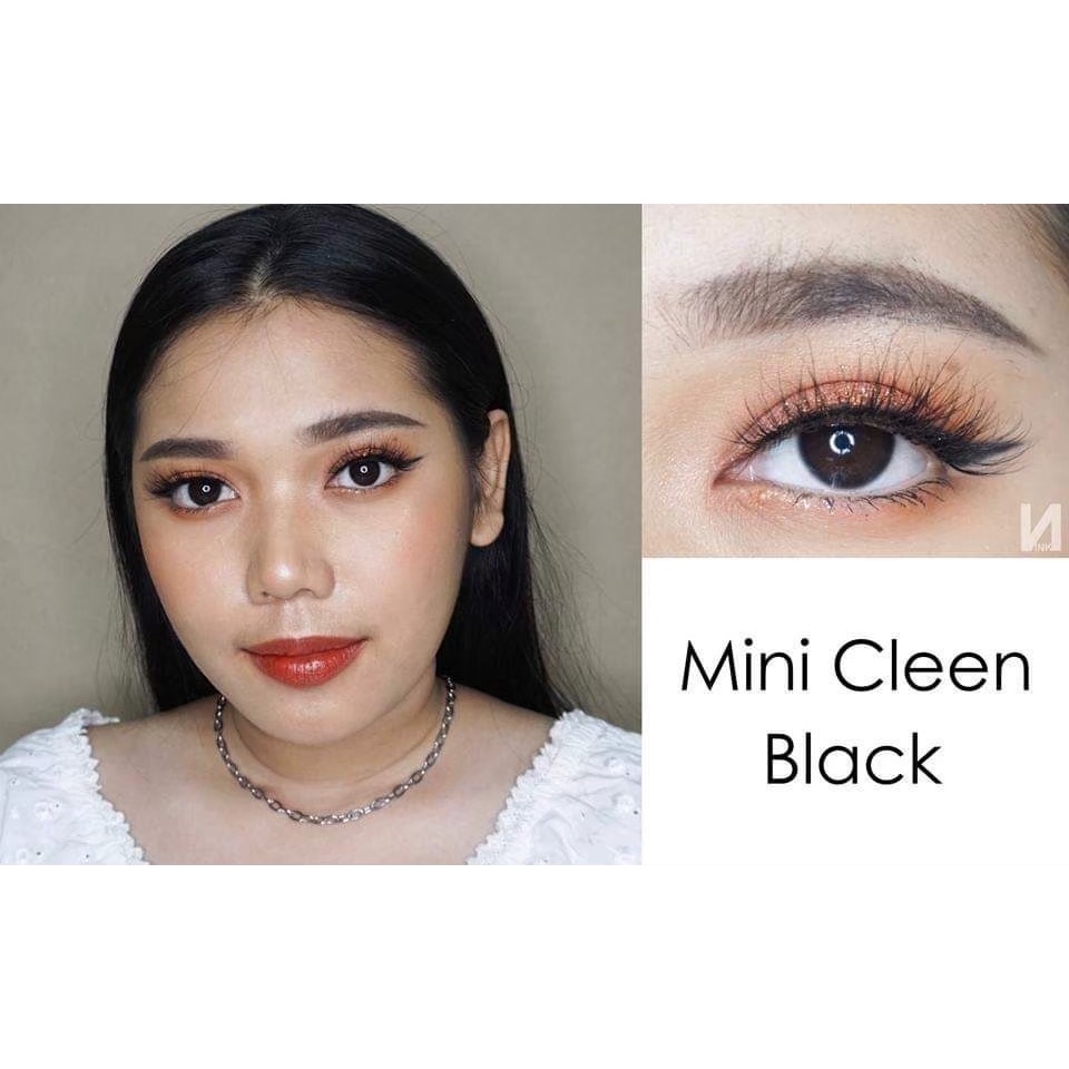 Lens Đen Tự Nhiên MINI CLEAN BLACK Ẩm Cao 55% HSD 6 Tháng Không Giãn Phù Hợp Đi học Đi Làm Cho Mắt Nhạy Cảm