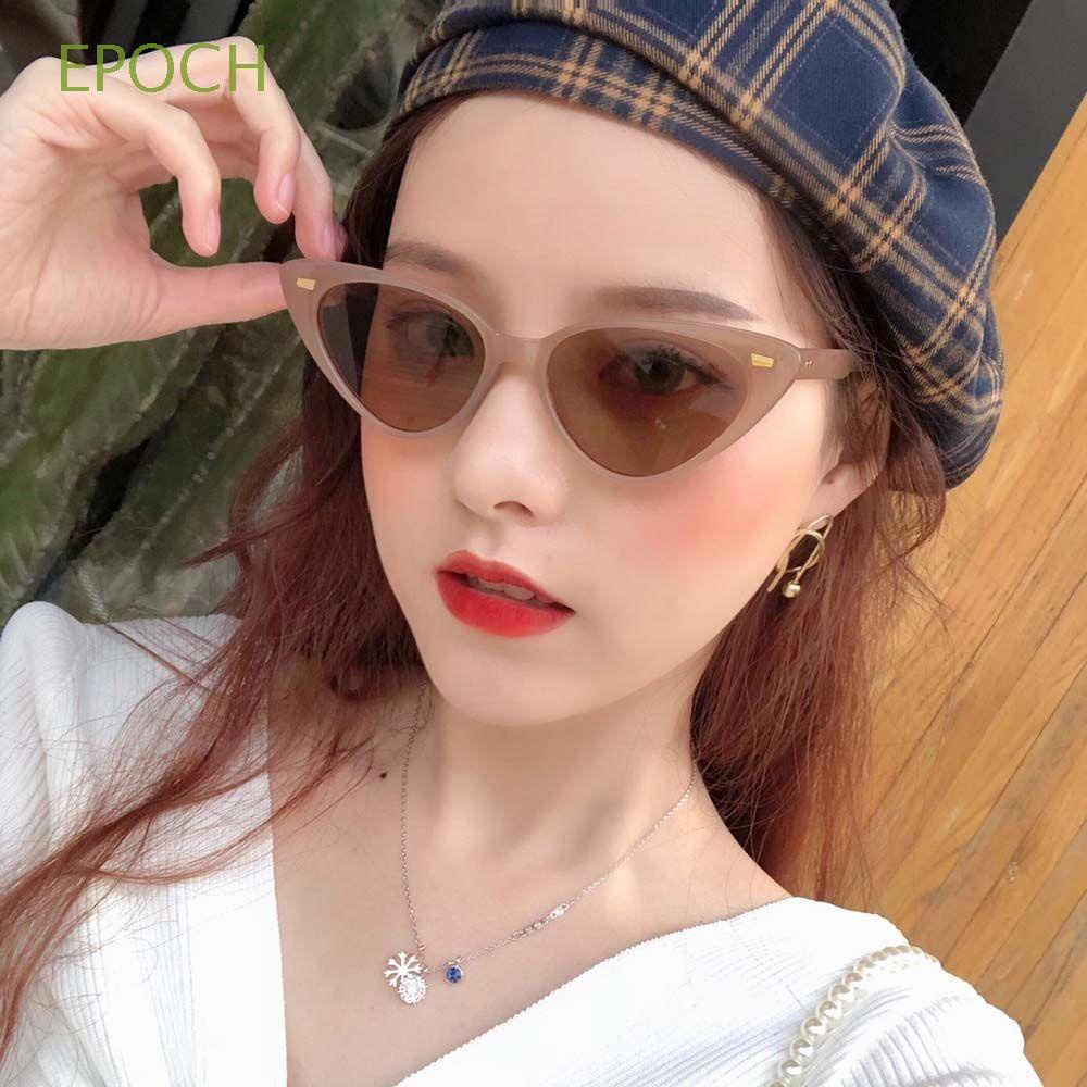 Epoch Kính Mát Gọng Tam Giác Chống Tia UV Họa Tiết Da Báo Phong Cách Hàn Quốc Dành Cho Nữ