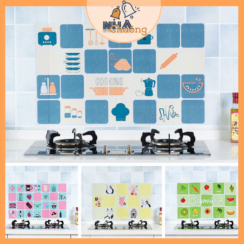 Decal dán bếp, giấy dán tường bếp chống bắn dầu mỡ, dễ lau chùi 75x45cm