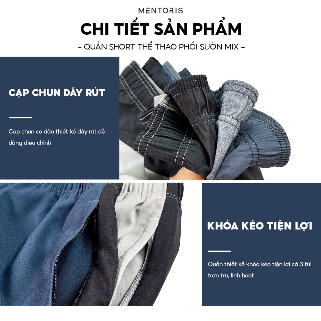 Quần short nam thể thao Mentoris phối sọc cao cấp,Co Giãn Thoải Mái,Trẻ Trung Năng Động GGSR2210