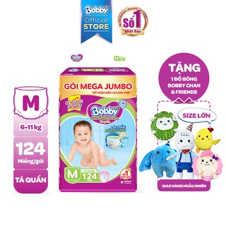 [Chỉ giao miền Nam] [Tặng Đồ Bông Bobby Chan] Tã Quần Bobby - Đệm Thấm Lưng Mồ Hôi Mega Jumbo M124/L111/XL96/XXL88