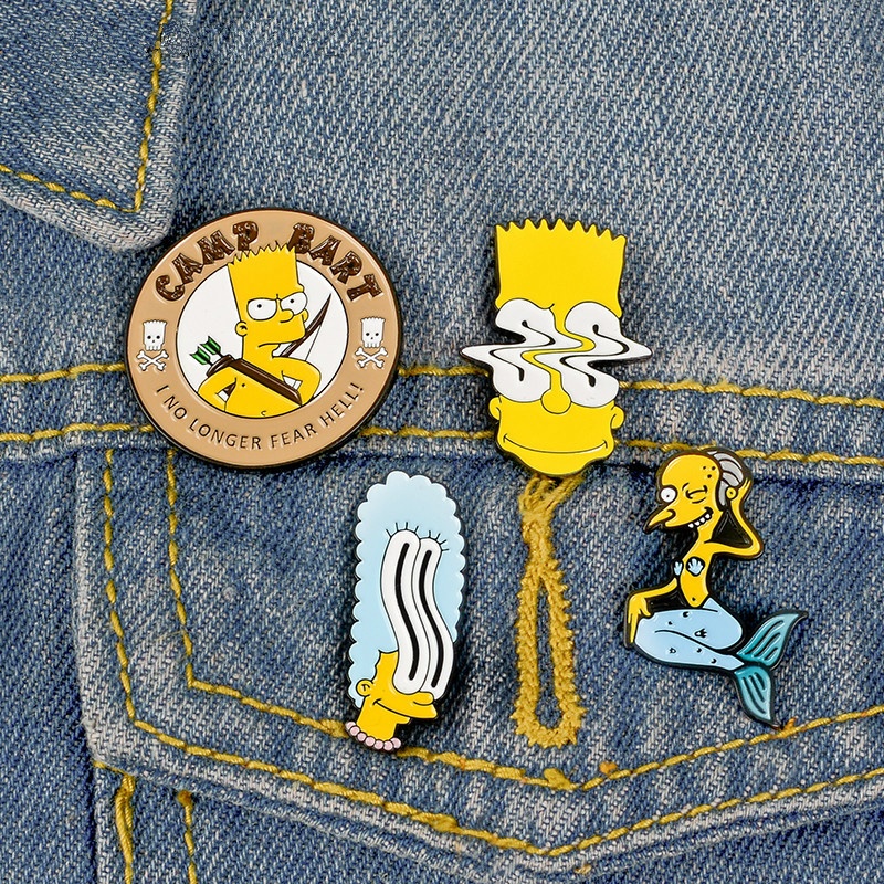 Ghim cài áo QIHE JEWELRY hoạt hình Simpsons 20 kiểu dễ thương xinh xắn