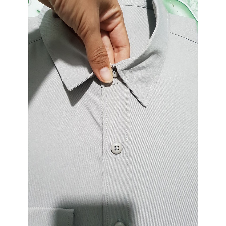 ÁO SƠ MI LỤA THÁI KHÔNG NHĂN - XÁM NHẠT | BigBuy360 - bigbuy360.vn