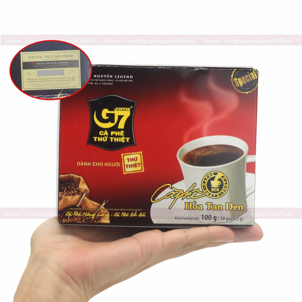 Cà Phê G7 Đen Không Đường hộp 15 gói - Cafe Hoà Tan Đen Trung Nguyên